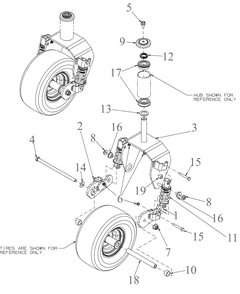Front Caster Diagram and Parts List for ZT3-60KW (17AZEAC5A10)(2023) Cub Cadet Lawn Tractor